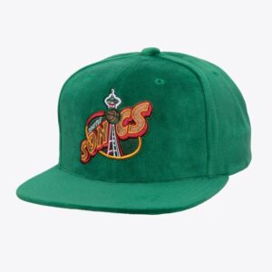 Mitchell & Ness Green Seattle Supersonics Hardwood Classics Casquette Snapback en velours Noir 1592551
