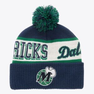 Mitchell & Ness Navy Dallas Mavericks Hardwood Classics Bonnet en tricot à revers avec pompon Bleu 1592678