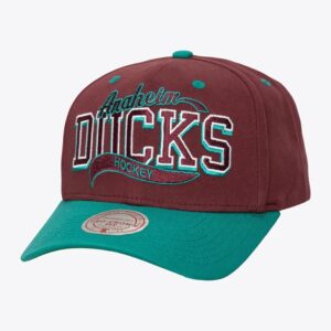 Mitchell & Ness Purple Anaheim Ducks Block Sweep Pro Vintage Chapeau réglable Bordeaux 1593938