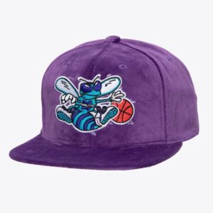 Mitchell & Ness Violet Charlotte Hornets Hardwood Classics Velour Snapback Chapeau Violet 1592543