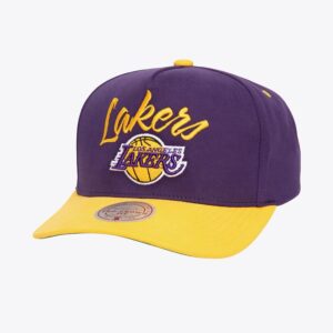 Casquette de baseball Mitchell & Ness Violet Los Angeles Lakers Script Arch Pro Crown Snapback Hat Violet 1593451