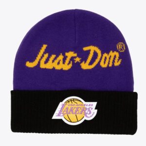 Mitchell & Ness Violet Los Angeles Lakers x Just Don Hardwood Classics Bonnet en tricot à revers en cachemire Violet 1593357