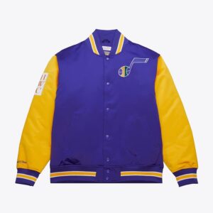Blouson aviateur Mitchell & Ness Violet New Orleans Jazz Primetime Vintage Satin Full-Snap Jacket Violet 1591622