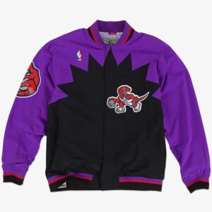 Bomber Mitchell & Ness Violet Toronto Raptors 1995-96 Veste d'échauffement authentique à bouton-pression complet Violet 1591925
