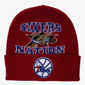 Mitchell & Ness Red Philadelphia 76ers Hardwood Classics Team Origins Bonnet en tricot à revers Rouge 1593503