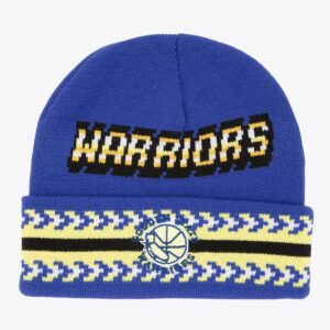 Mitchell & Ness Royal Golden State Warriors Hardwood Classics Game On Bonnet en tricot à revers Bleu 1593515