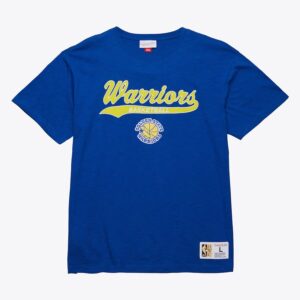 Mitchell & Ness Royal Golden State Warriors Vintage Logo légendaire flammé T-Shirt bleu 1590784