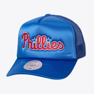 Casquette Snapback de camionneur en satin Royal Philadelphia Phillies Mitchell & Ness bleu 1594040