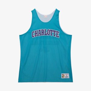 Mitchell & Ness Teal Charlotte Hornets Vintage Logo Mesh Practice Débardeur Noir 1591468