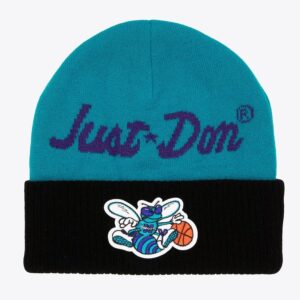 Mitchell & Ness Teal Charlotte Hornets x Just Don Hardwood Classics Bonnet en tricot à revers en cachemire Turquoise 1593354