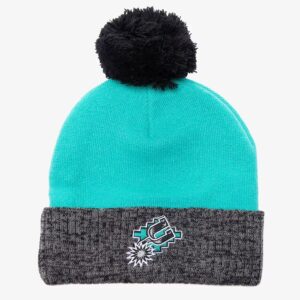 Mitchell & Ness Turquoise Gris San Antonio Spurs Hardwood Classics Bonnet en tricot à revers bicolore avec pompon Turquoise 1593539