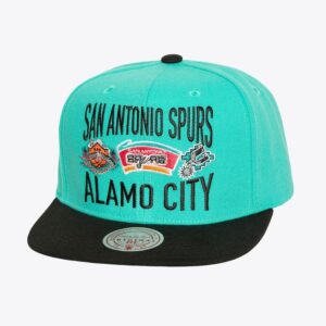 Mitchell & Ness Turquoise San Antonio Spurs Hardwood Classics City Love Snapback Chapeau Noir 1593411