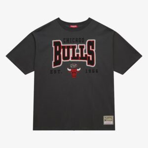 Mitchell & Ness T-shirt petit ami avec logo Chicago Bulls gris pour femme noir 1591089