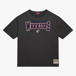 Mitchell & Ness T-shirt petit ami avec logo Golden State Warriors gris pour femme noir 1591101