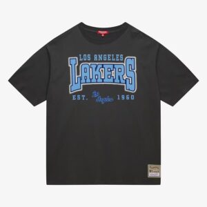 Mitchell & Ness T-shirt petit ami avec logo des Los Angeles Lakers gris pour femme noir 1591078